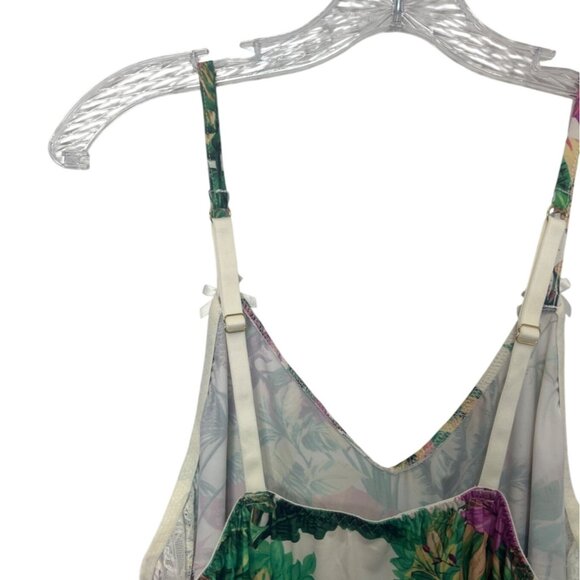Cacique Floral Print Camisole Sleep Shirt Womens L/XL Green New WOT Lace Trim - Picture 6 of 8